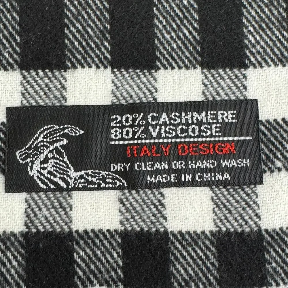 black/white/red‎ plaid viscose/cashmere scarf